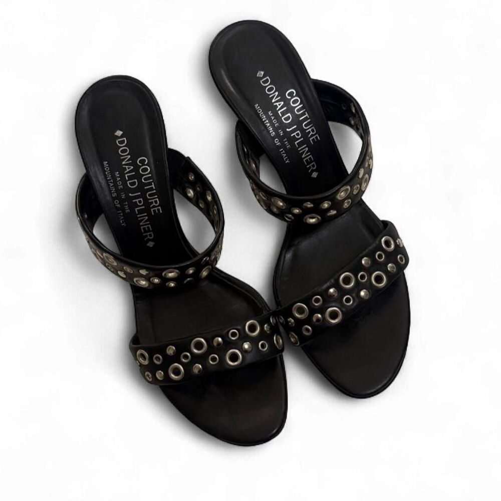 Donald J Pliner Couture Black Studded Sandals | Italian Designer Shoes